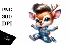 Cute Baby Deer Jumping PNG Product Image 3