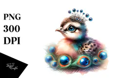 Colorful Baby Peacock PNG Product Image 1