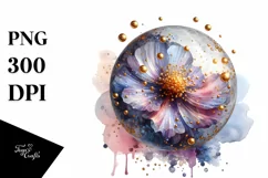 Glossy Cosmos with Golden Insertions Watercolor Splash Product Image 1