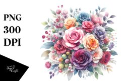 Colorful Rose Bouquet Watercolor Abstract | Sublimation | Product Image 3