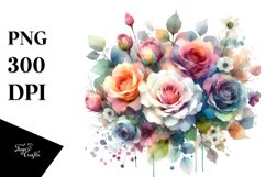 Colorful Rose Bouquet Watercolor Abstract | Sublimation | Product Image 3