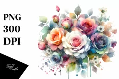 Colorful Rose Bouquet Watercolor Abstract | Sublimation | Product Image 3