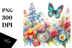 Butterfly Spring Flowers PNG Product Image 1