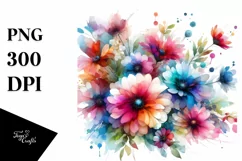 Colorful Daisy Pot Watercolor Abstract | Sublimation | Product Image 1