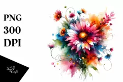 Colorful Daisy Pot Watercolor Abstract | Sublimation | Product Image 1