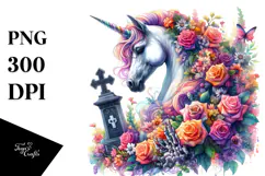 Vibrant Unicorn with Flower Crown in Style Clipart Product Image 1