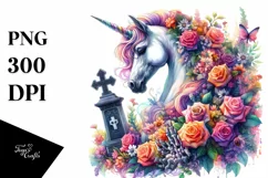 Vibrant Unicorn with Flower Crown in Style Clipart Product Image 1