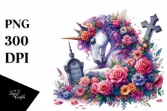 Unicorn Flowers Grave Watercolor Product Image 3