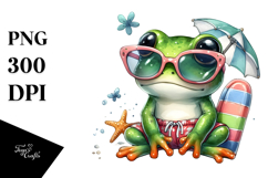 Cute Baby Frog with Beachwear, Transparent PNG Product Image 1