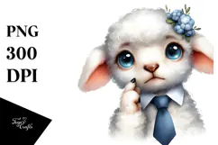 Dog Lamb Tie Big Eyes Thoughtful Clipart Product Image 1