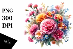 Vibrant Colorful Carnation Buquet | Sublimation | Clipart Product Image 3