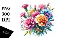 Vibrant Colorful Watercolor Bouquet | Clipart Product Image 1