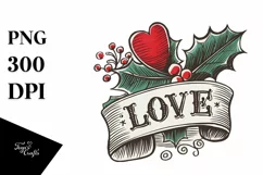 Retro Love Christmas Png Product Image 1