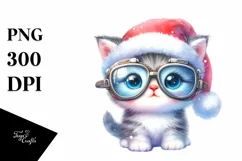 a Pastel Baby Kitten PNG with Santa Hat Product Image 3