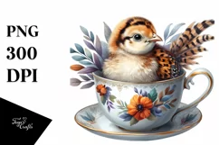 Vibrant Watercolor Baby Pheasant | Clipart Product Image 3