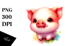 Vibrant Cute Baby Pig, Style PNG Product Image 1