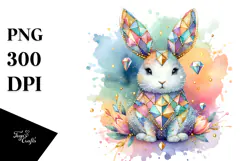 colorful bunny made of diamonds PNG Product Image 1