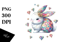 colorful bunny made of diamonds PNG Product Image 1