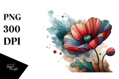 Abstract Wooden Stained Poppy PNG Product Image 1