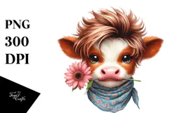 Entertaining Cow with Funny Hair PNG Product Image 1