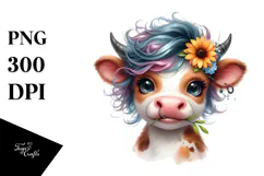 Entertaining Cow with Funny Hair PNG Product Image 1