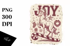 Retro Joy Unicorn Santa Hat Png Product Image 5