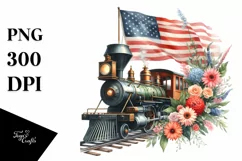 Watercolor Vintage Train Floral Frame Product Image 3