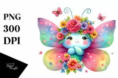 Watercolor Butterfly Flower Crown Clipart Product Image 3