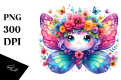 Watercolor Butterfly Flower Crown Clipart Product Image 1