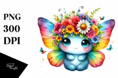 Watercolor Butterfly Flower Crown Clipart Product Image 1