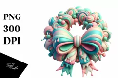 Vibrant Pastel 3D Christmas Bow PNG Product Image 1