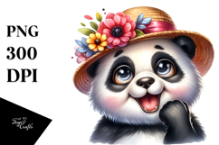 Expressive Panda with Flower in Mouth Clipart Product Image 1