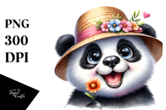 Expressive Panda with Flower in Mouth Clipart Product Image 1