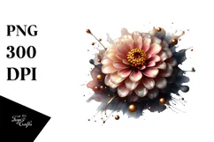 Abstract Zinnia with Golden Insertions PNG Product Image 1