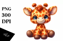 Cute Baby Giraffe Plush Watercolor Product Image 1