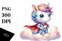 Cute Baby Unicorn Poses as Hero Clipart Product Image 1