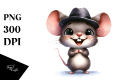 Baby Mouse Hat Standing Wearing Happy Clipart Product Image 1