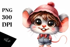 Baby Mouse Hat Standing Wearing Happy Clipart Product Image 3