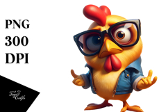Cute Chicken in Oversized Sunglasses PNG Product Image 1