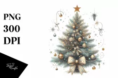 Simple Christmas Tree with Glittery Ornaments PNG Product Image 1