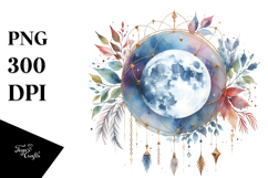 Vibrant Boho Moon Foliage Stars Clipart Product Image 1