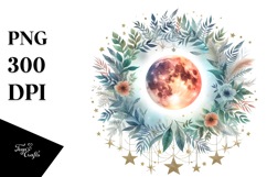 Vibrant Boho Moon Foliage Stars Clipart Product Image 1