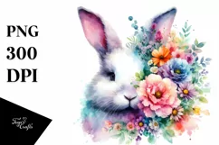 Pastel Vibrant Rabbit Half Made of Flowers | Sublimation | Product Image 1