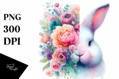 Pastel Vibrant Rabbit Half Made of Flowers | Sublimation | Product Image 3