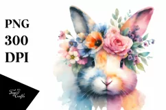 Pastel Vibrant Rabbit Half Made of Flowers | Sublimation | Product Image 3