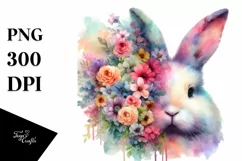 Pastel Vibrant Rabbit Half Made of Flowers | Sublimation | Product Image 3