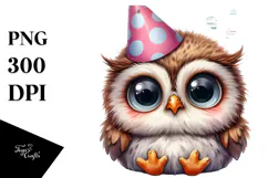 Baby Owl Party Hat | Confused Goofy Smile | Sublimation Product Image 1