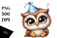 Baby Owl Party Hat | Confused Goofy Smile | Sublimation Product Image 1