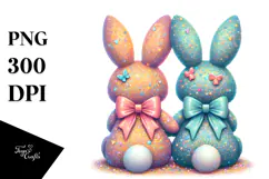 Colorful Glittery Bunnies Sitting PNG Product Image 1