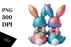 Colorful Glittery Bunnies Sitting PNG Product Image 1